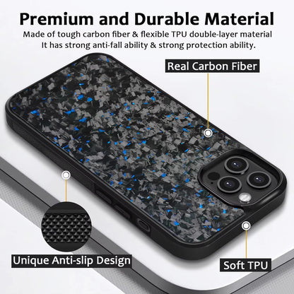 iPhone | Coque de téléphone en fibre de carbone forgée Blue Flake | Série CLASSIC